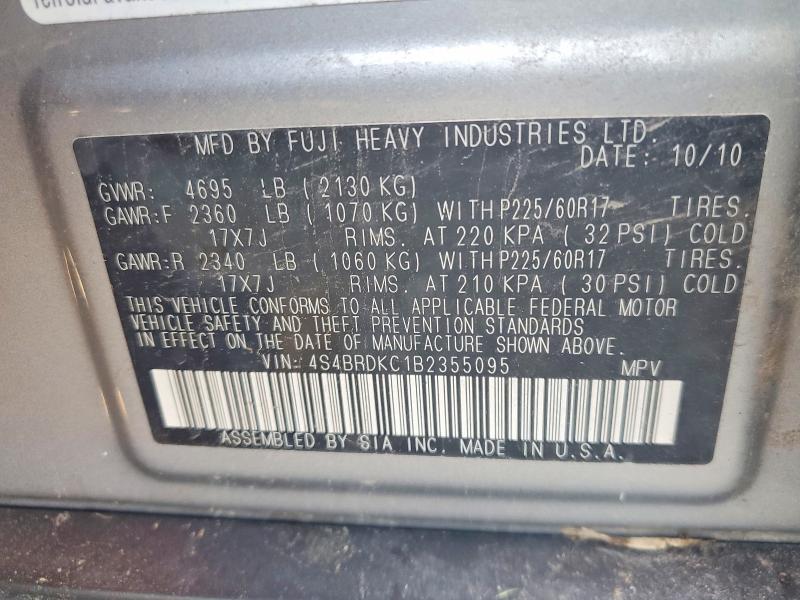 Продаж на аукціоні авто 2011 Subaru Outback, vin: 4S4BRDKC1B2355095, номер лоту: 53158736
