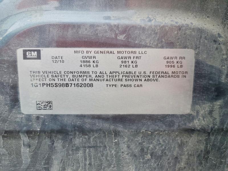2011 Chevrolet Cruze მანქანა იყიდება აუქციონზე, vin: 1G1PH5S98B7162008, აუქციონის ნომერი: 62785076