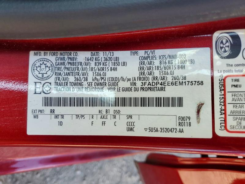 Продажа на аукционе авто 2014 Ford Fiesta, vin: 3FADP4EE6EM175758, номер лота: 62308206