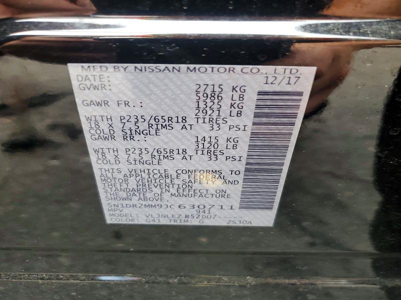 Продаж на аукціоні авто 2018 Nissan Pathfinder, vin: 5N1DR2MM9JC630711, номер лоту: 59293476