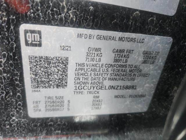 Продажа на аукционе авто 2022 Chevrolet Silverado Ltd, vin: 1GCUYGEL0NZ158881, номер лота: 61607806