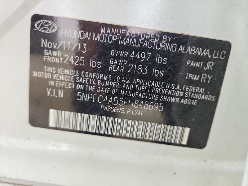 60601226 :رقم المزاد ، 5NPEC4AB5EH848695 vin ، 2014 Hyundai Sonata مزاد بيع