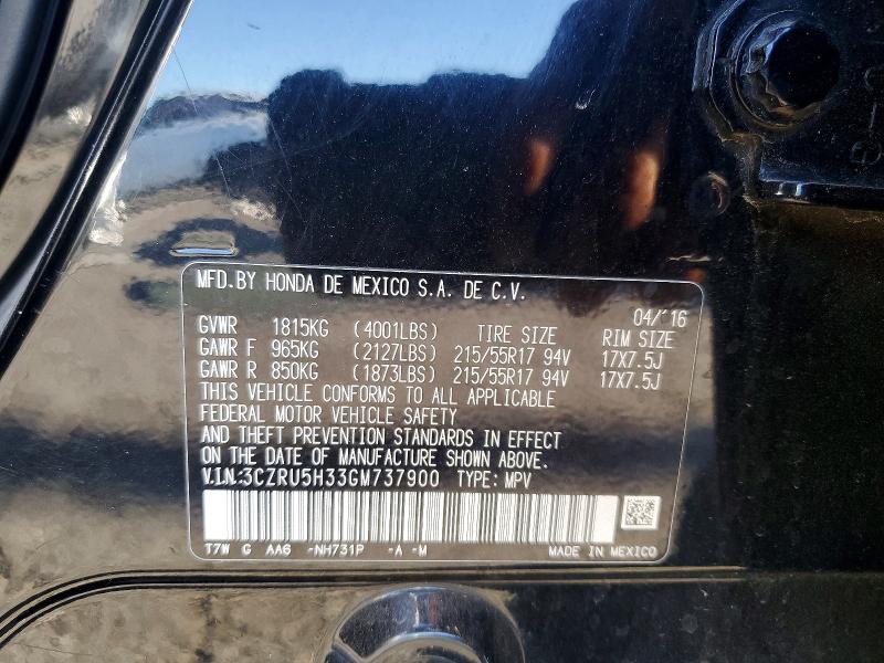 Aukcja sprzedaży 2016 Honda Hr-v, vin: 3CZRU5H33GM737900, numer aukcji: 59400656