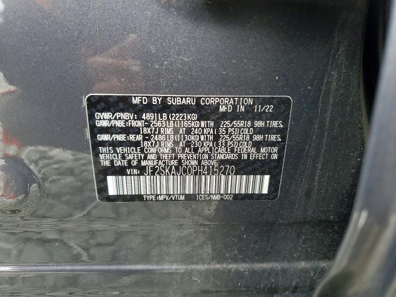 Aukcja sprzedaży 2023 Subaru Forester, vin: JF2SKAJC0PH415270, numer aukcji: 59921986