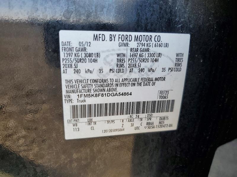 Aukcja sprzedaży 2013 Ford Explorer, vin: 1FM5K8F81DGA54864, numer aukcji: 63157816