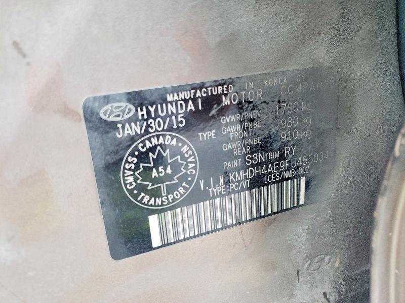 60448046 :رقم المزاد ، KMHDH4AE9FU455034 vin ، 2015 Hyundai Elantra مزاد بيع