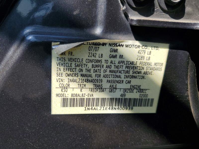 62903836 :رقم المزاد ، 1N4AL21E48N400939 vin ، 2008 Nissan Altima مزاد بيع
