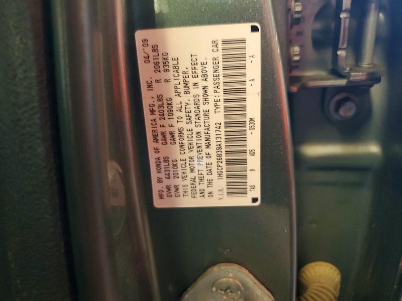 2009 Honda Accord მანქანა იყიდება აუქციონზე, vin: 1HGCP26839A131742, აუქციონის ნომერი: 60876046
