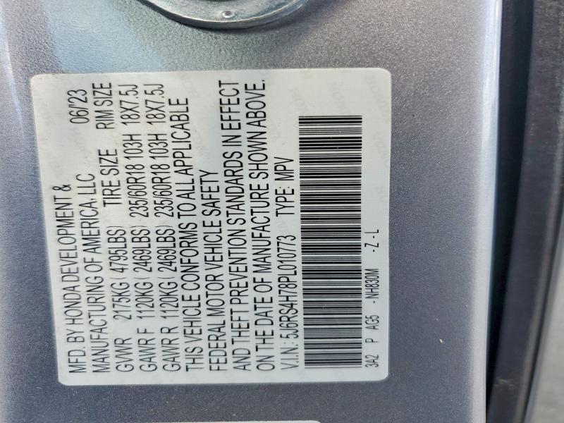 61111916 :رقم المزاد ، 5J6RS4H78PL010773 vin ، 2023 Honda Cr-v مزاد بيع