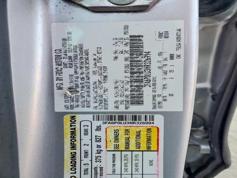 2017 Ford Fusion მანქანა იყიდება აუქციონზე, vin: 3FA6P0LU3HR326994, აუქციონის ნომერი: 60804706