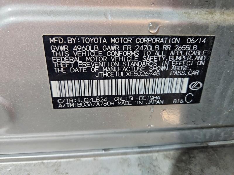 Продажа на аукционе авто 2014 Lexus Gs, vin: JTHCE1BLXE5026948, номер лота: 59331266