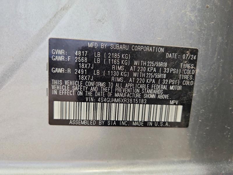 59742596 :رقم المزاد ، 4S4GUHM6XR3815183 vin ، 2024 Subaru Crosstrek مزاد بيع