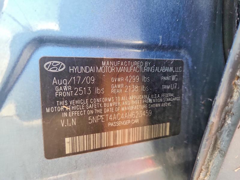 2010 Hyundai Sonata მანქანა იყიდება აუქციონზე, vin: 5NPET4AC4AH623459, აუქციონის ნომერი: 62689076