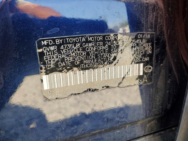 Aukcja sprzedaży 2018 Lexus Is, vin: JTHC81D23J5028613, numer aukcji: 59099636