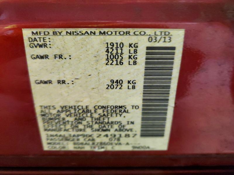 2013 Nissan Altima მანქანა იყიდება აუქციონზე, vin: 1N4AL3AP9DC249187, აუქციონის ნომერი: 62795166