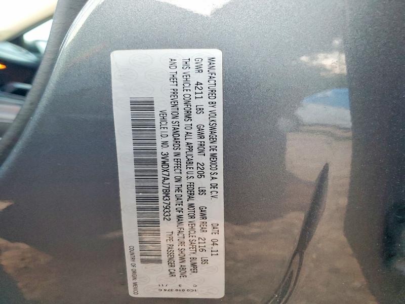 59246316 :رقم المزاد ، 3VWDX7AJ7BM379332 vin ، 2011 Volkswagen Jetta مزاد بيع
