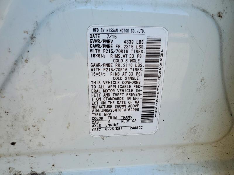 60061816 :رقم المزاد ، JN8AS5MT8FW162999 vin ، 2015 Nissan Rogue Select مزاد بيع