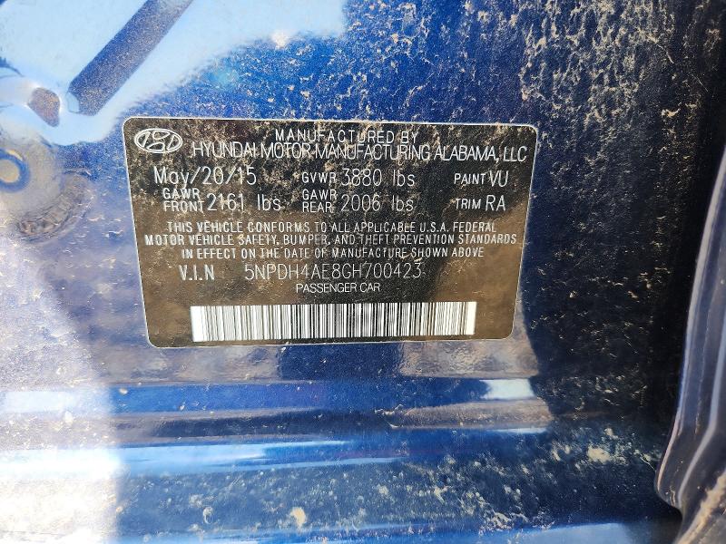 Продаж на аукціоні авто 2016 Hyundai Elantra, vin: 5NPDH4AE8GH700423, номер лоту: 59148646