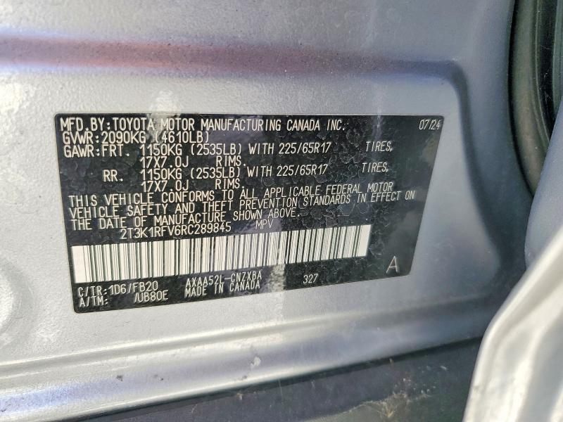 Продажа на аукционе авто 2024 Toyota Rav4, vin: 2T3K1RFV6RC289845, номер лота: 62603926