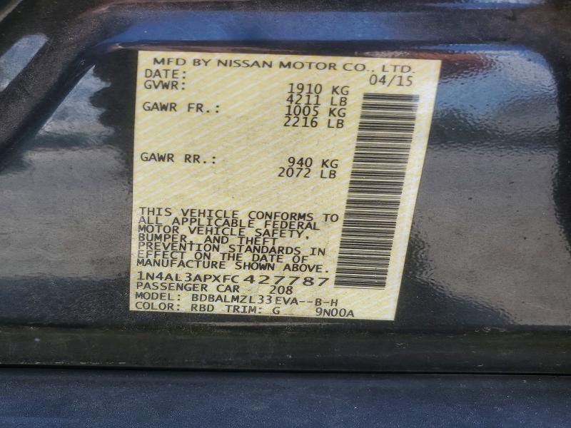 Продажа на аукционе авто 2015 Nissan Altima, vin: 1N4AL3APXFC427787, номер лота: 61084826