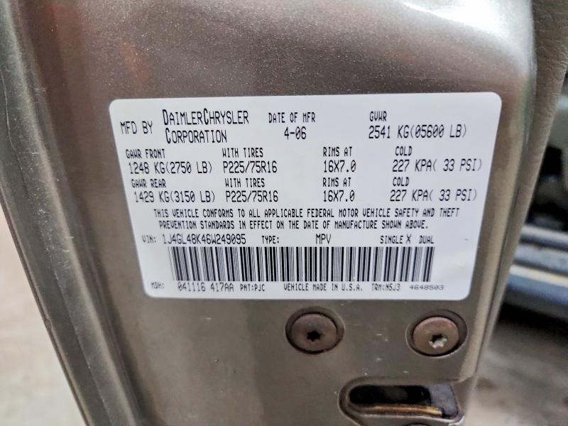 Aukcja sprzedaży 2006 Jeep Liberty, vin: 1J4GL48K46W249095, numer aukcji: 60753126
