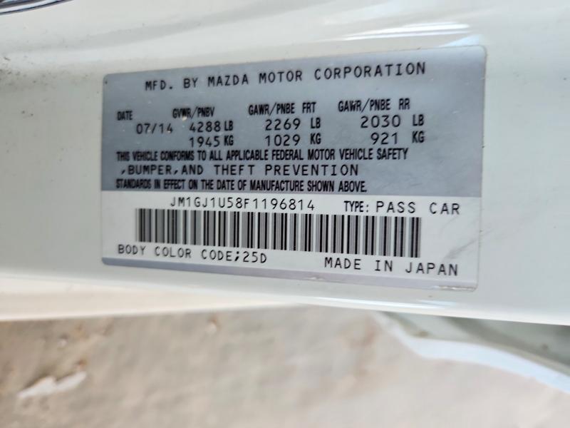 Продаж на аукціоні авто 2015 Mazda 6, vin: JM1GJ1U58F1196814, номер лоту: 59399636