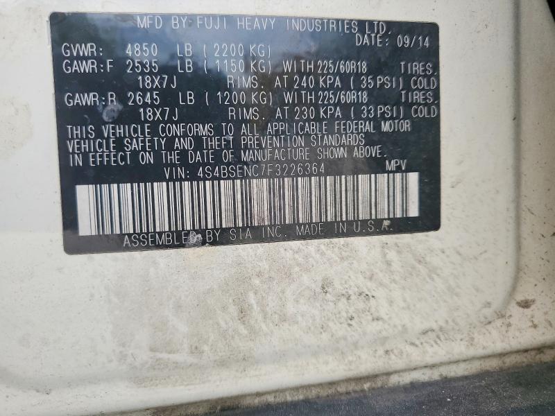 Продажа на аукционе авто 2015 Subaru Outback, vin: 4S4BSENC7F3226364, номер лота: 62631916