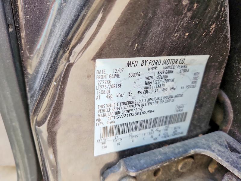 61698416 :رقم المزاد ، 1FTSW21R38ED00694 vin ، 2008 Ford F250 مزاد بيع