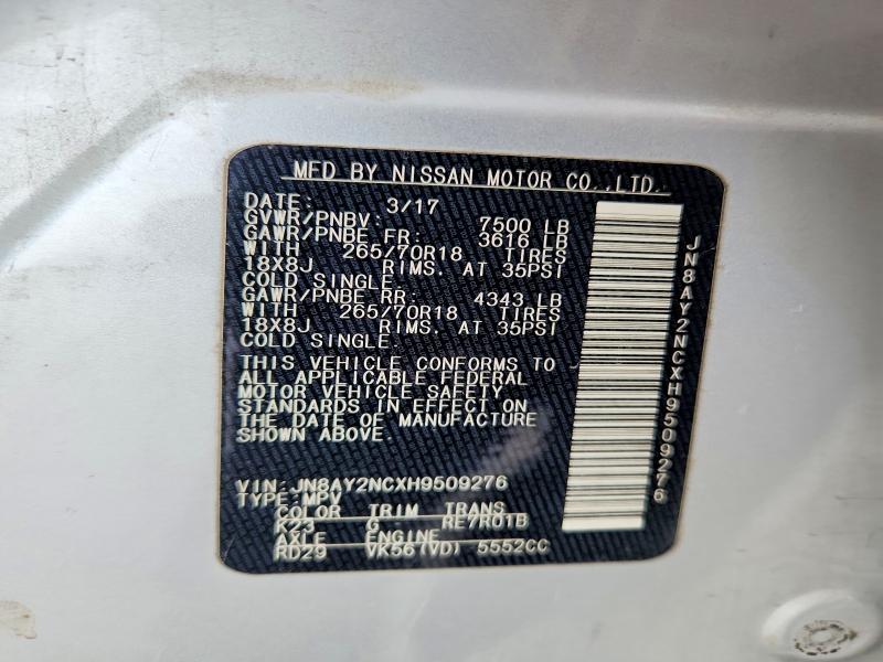 Продажа на аукционе авто 2017 Nissan Armada, vin: JN8AY2NCXH9509276, номер лота: 62523366