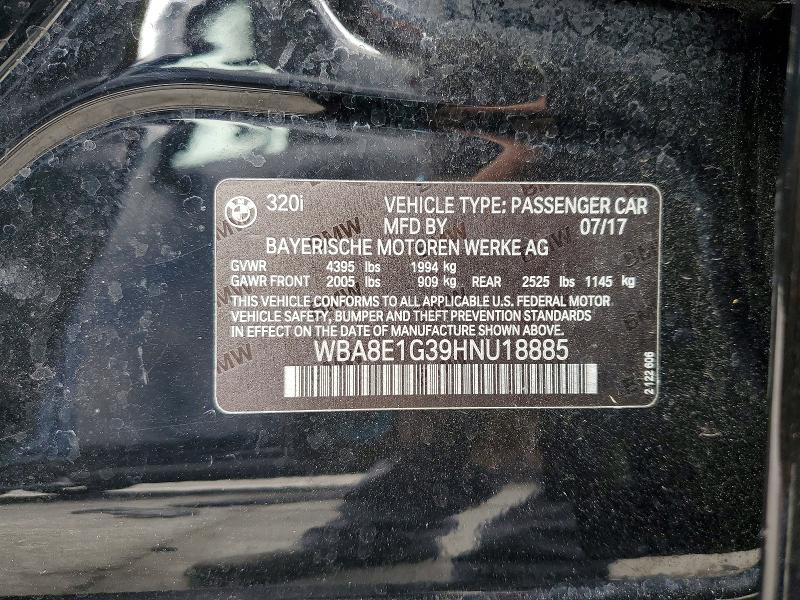 2017 Bmw 320 მანქანა იყიდება აუქციონზე, vin: WBA8E1G39HNU18885, აუქციონის ნომერი: 61586476