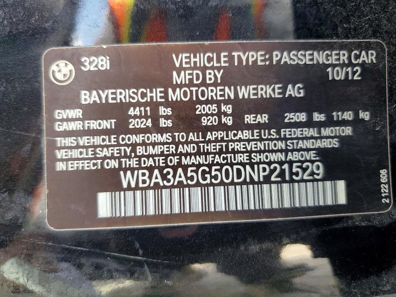 61864466 :رقم المزاد ، WBA3A5G50DNP21529 vin ، 2013 Bmw 328 مزاد بيع