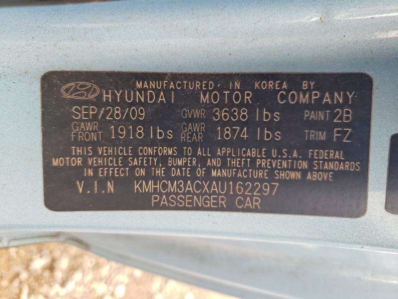 60793066 :رقم المزاد ، KMHCM3ACXAU162297 vin ، 2010 Hyundai Accent مزاد بيع