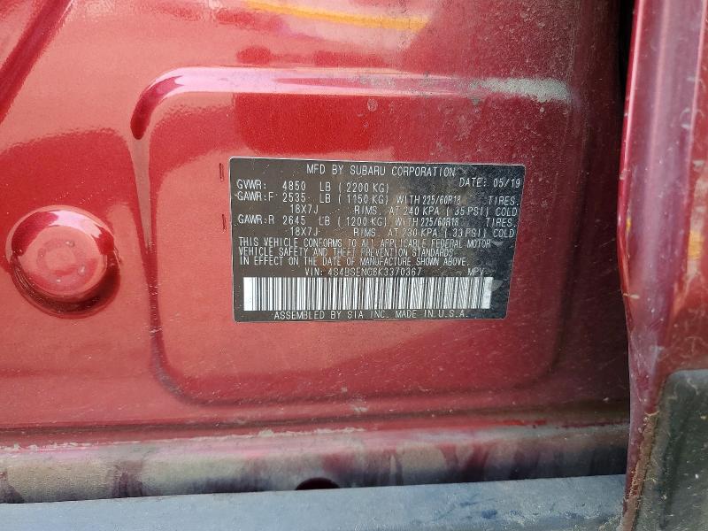 2019 Subaru Outback მანქანა იყიდება აუქციონზე, vin: 4S4BSENC6K3370367, აუქციონის ნომერი: 61622796