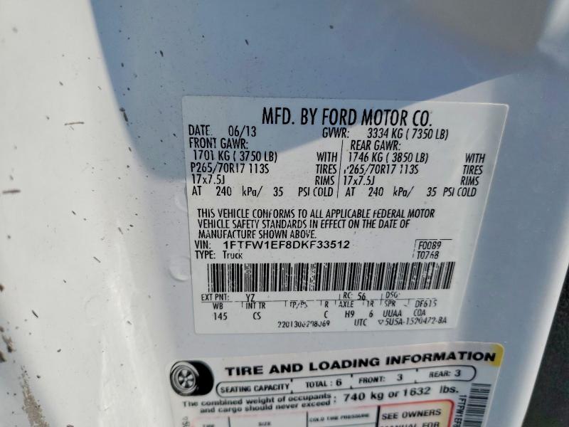 Продаж на аукціоні авто 2013 Ford F150, vin: 1FTFW1EF8DKF33512, номер лоту: 63228296