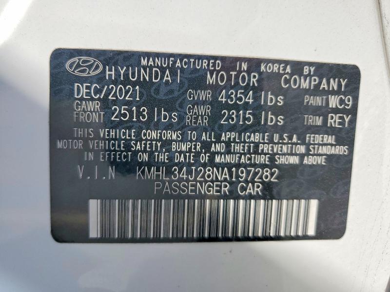 Продажа на аукционе авто 2022 Hyundai Sonata, vin: KMHL34J28NA197282, номер лота: 58598026