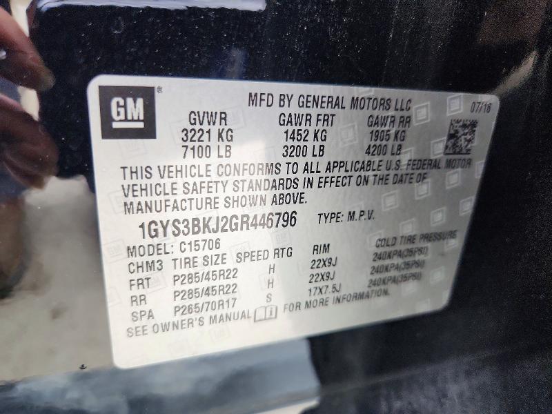 2016 Cadillac Escalade მანქანა იყიდება აუქციონზე, vin: 1GYS3BKJ2GR446796, აუქციონის ნომერი: 60425096