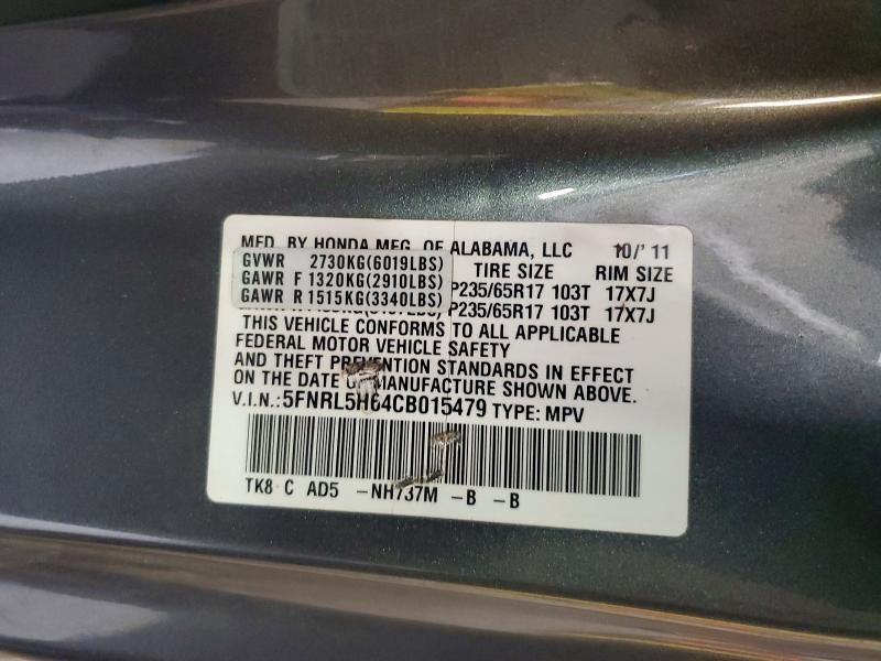 2012 Honda Odyssey მანქანა იყიდება აუქციონზე, vin: 5FNRL5H64CB015479, აუქციონის ნომერი: 59920656