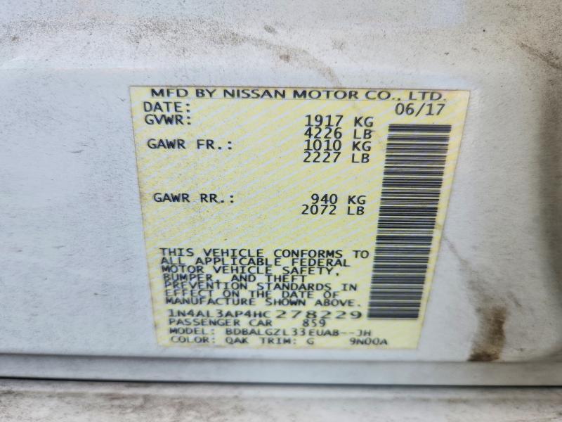 Aukcja sprzedaży 2017 Nissan Altima, vin: 1N4AL3AP4HC278229, numer aukcji: 59863576
