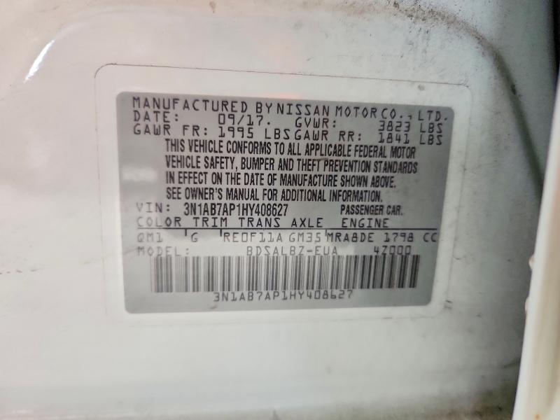 59742156 :رقم المزاد ، 3N1AB7AP1HY408627 vin ، 2017 Nissan Sentra مزاد بيع