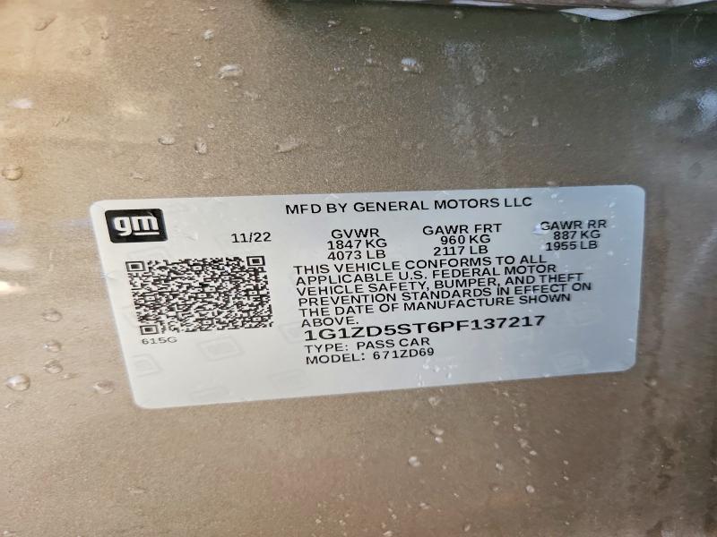 62113686 :رقم المزاد ، 1G1ZD5ST6PF137217 vin ، 2023 Chevrolet Malibu مزاد بيع