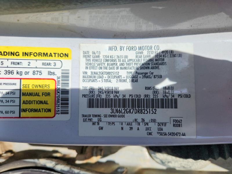 Продажа на аукционе авто 2013 Lincoln Mkz, vin: 3LN6L2GK7DR825152, номер лота: 59859516