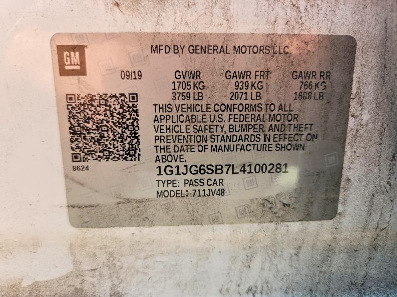 Продаж на аукціоні авто 2020 Chevrolet Sonic, vin: 1G1JG6SB7L4100281, номер лоту: 60458966