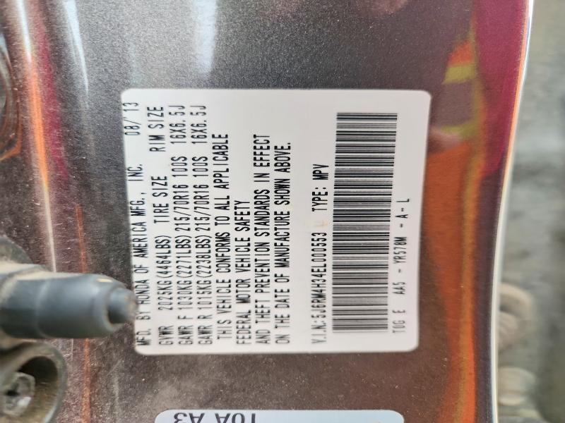 59579866 :رقم المزاد ، 5J6RM4H34EL000553 vin ، 2014 Honda Cr-v مزاد بيع