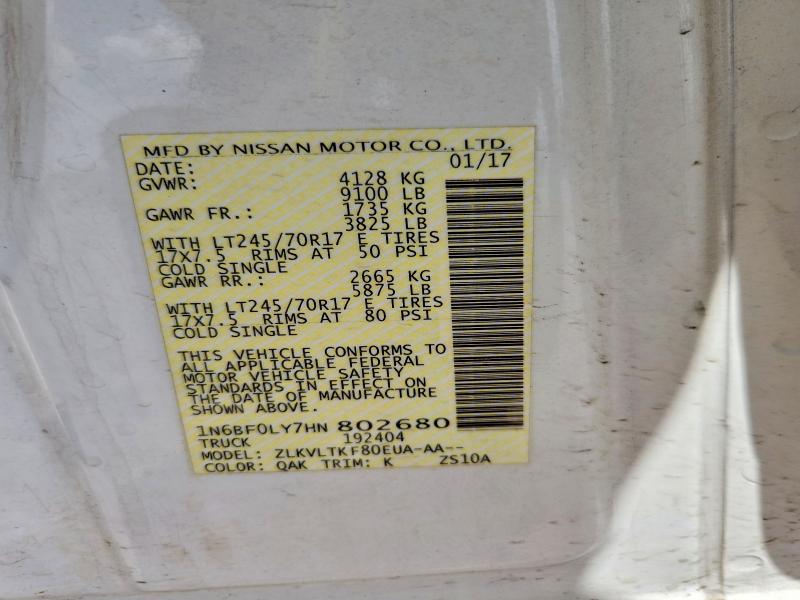 Auction sale of the 2017 Nissan Nv 2500, vin: 1N6BF0LY7HN802680, lot number: 59988246