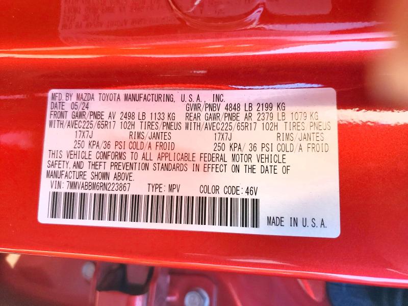 62930016 :رقم المزاد ، 7MMVABBM6RN223867 vin ، 2024 Mazda Cx-50 مزاد بيع