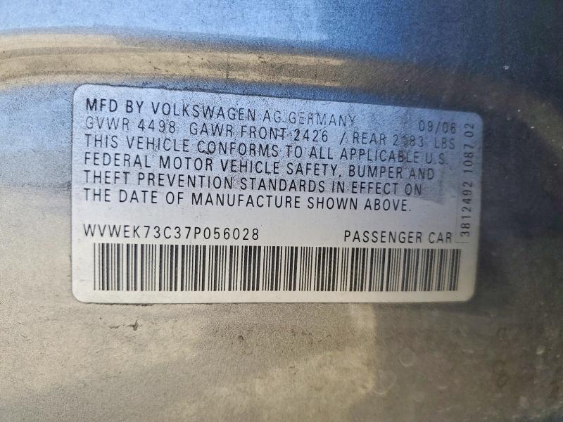 62610006 :رقم المزاد ، WVWEK73C37P056028 vin ، 2007 Volkswagen Passat مزاد بيع