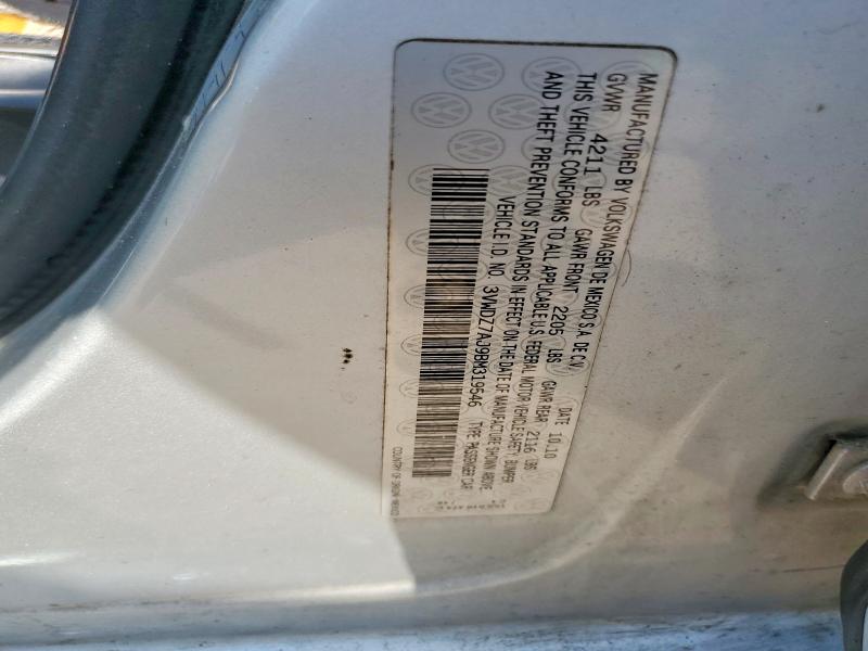 Aukcja sprzedaży 2011 Volkswagen Jetta, vin: 3VWDZ7AJ9BM319546, numer aukcji: 59306446