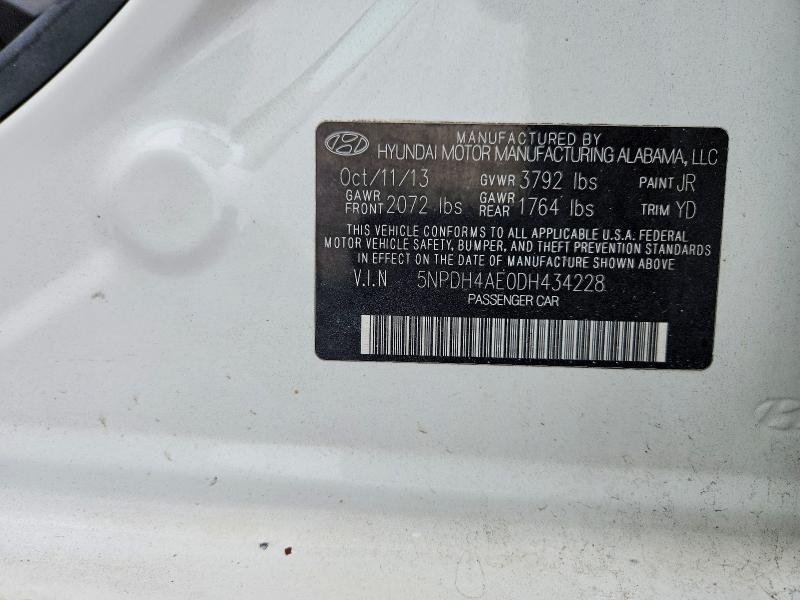 2013 Hyundai Elantra მანქანა იყიდება აუქციონზე, vin: 5NPDH4AE0DH434228, აუქციონის ნომერი: 60150666