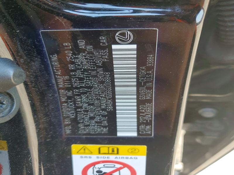 61909336 :رقم المزاد ، 58ABK1GG6GU008848 vin ، 2016 Lexus Es مزاد بيع
