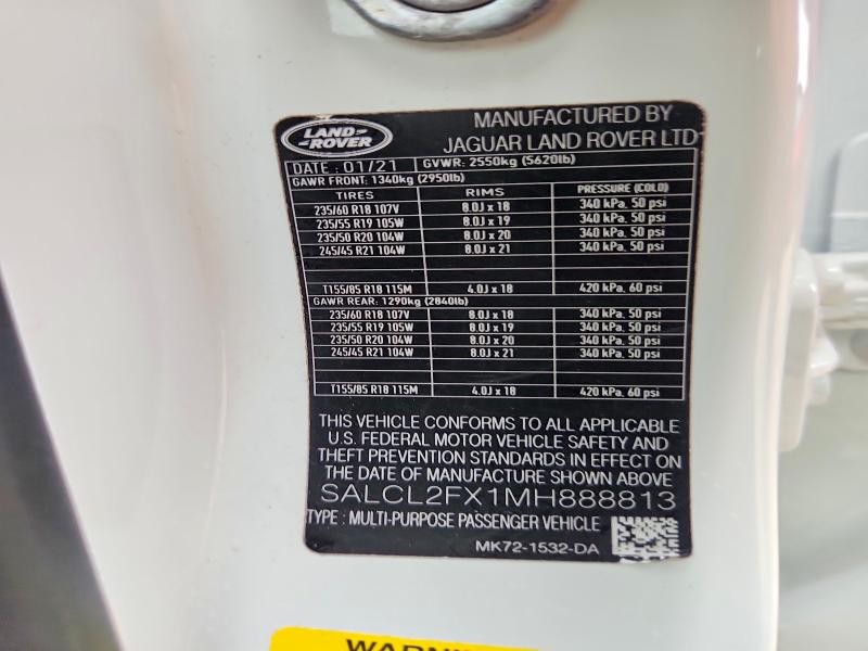 Продажа на аукционе авто 2021 Land Rover Discovery Sport, vin: SALCL2FX1MH888813, номер лота: 62336316